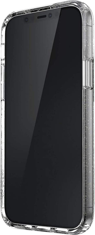 Speck Presidio Perfect-Clear + Glitter iPhone 12, iPhone 12 Pro Case, Clear with Gold Glitter/Clear