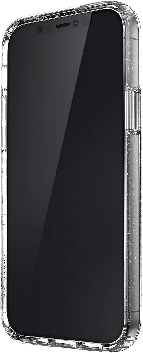 Speck Presidio Perfect-Clear + Glitter iPhone 12, iPhone 12 Pro Case, Clear with Gold Glitter/Clear