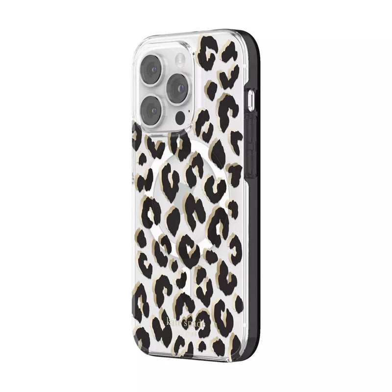 kate spade new york Protective Hardshell Case Compatible with MagSafe for Apple iPhone 14 Pro - City Leopard Black